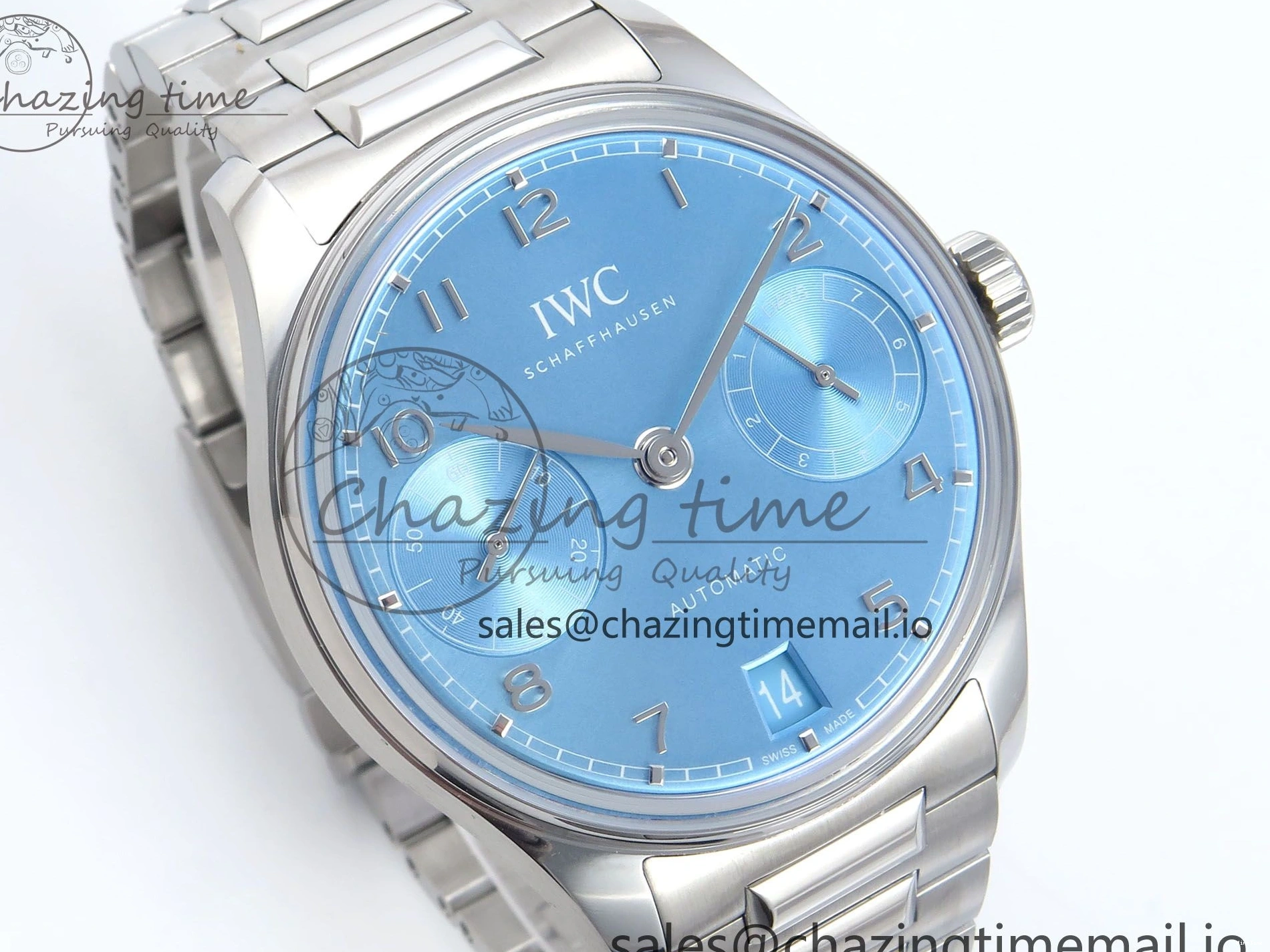 MIROTIME 0506 FashionForward Portugieser Auto IWC0562D APSF 1:1 Best Edition Light Blue Dial on SS Bracelet A 6994
